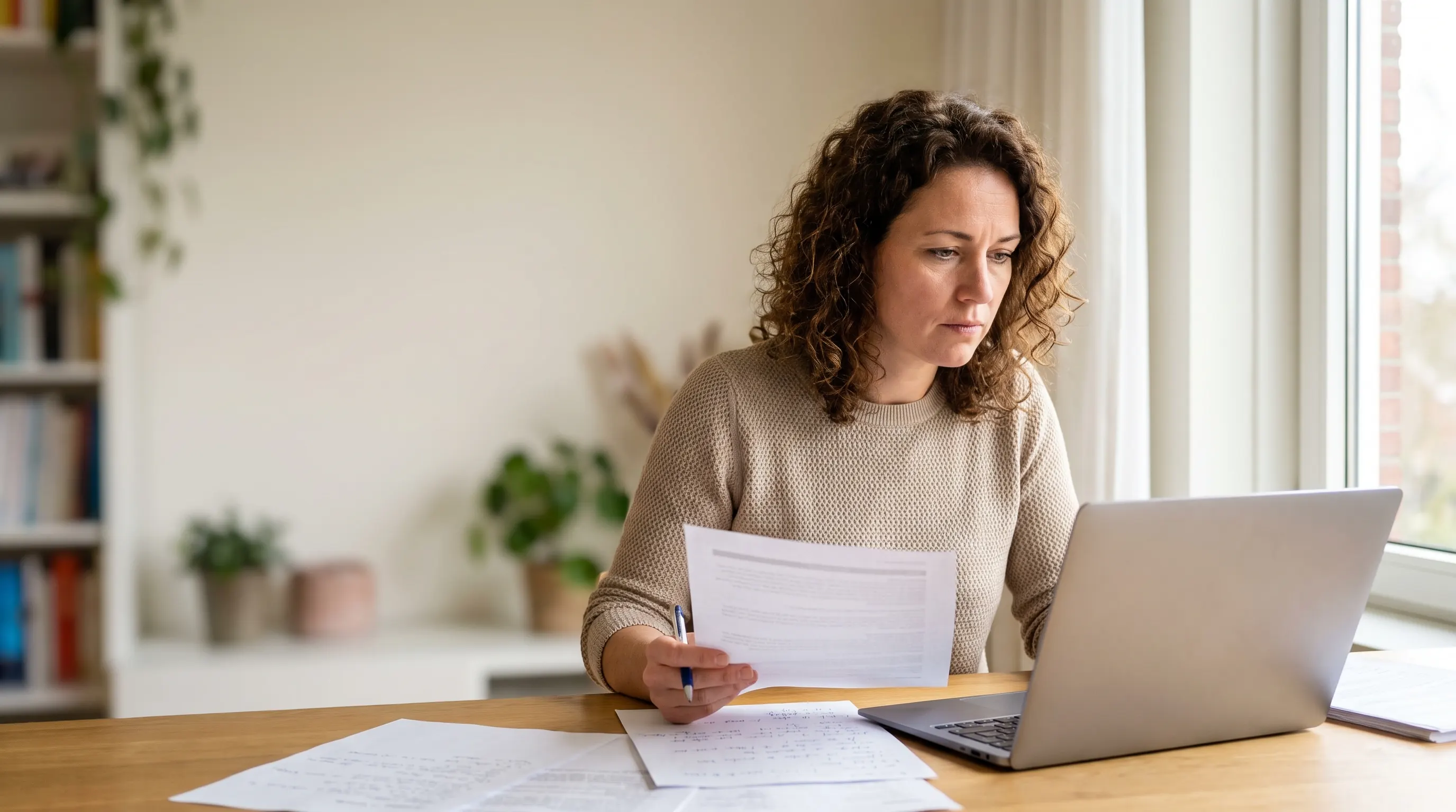 Conflict formaliseren checklist - iemand leest nadenkend een brief door naast een geopende laptop