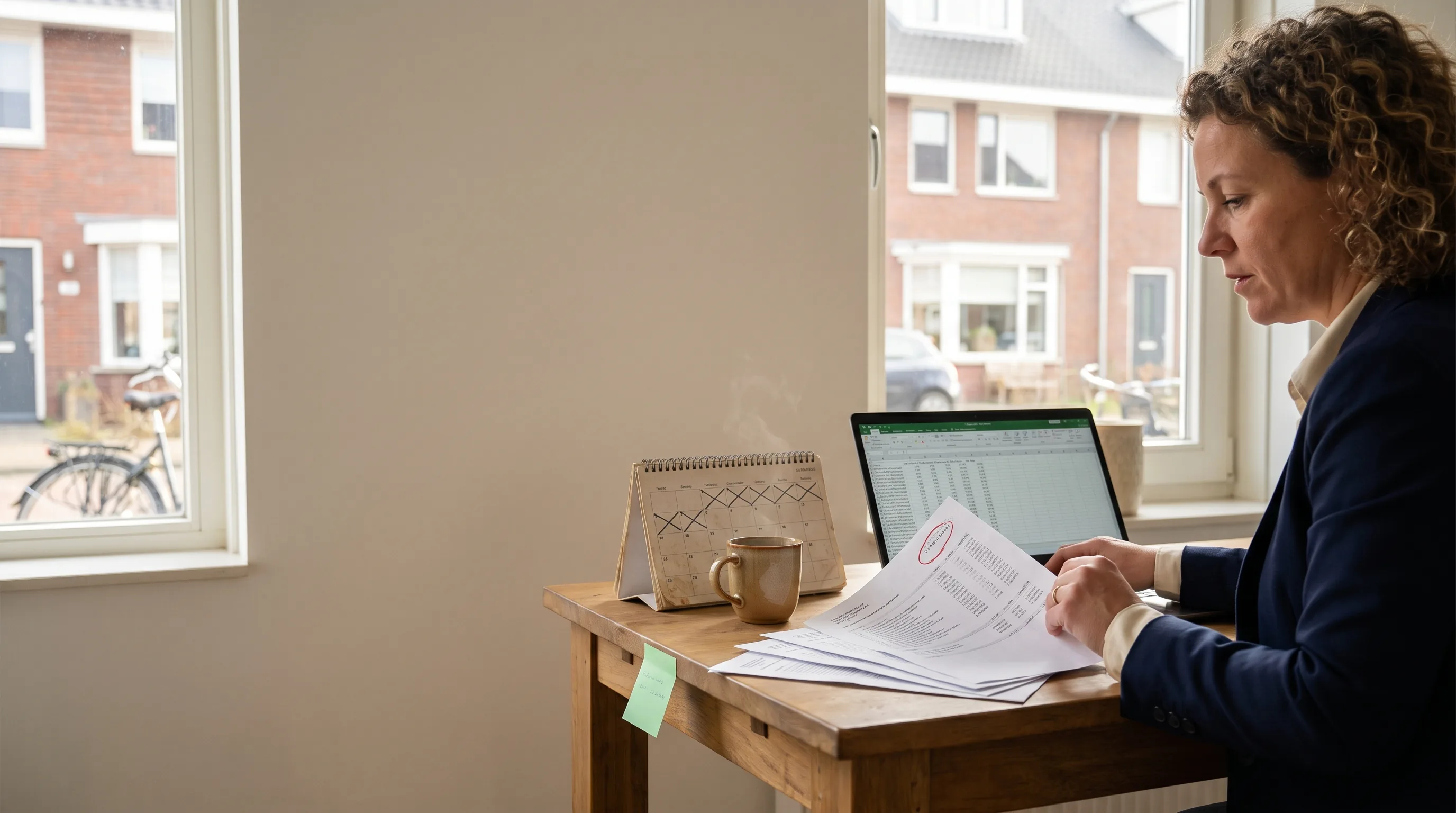 Wettelijke rente berekenen - ondernemer met onbetaalde facturen en een kalender
