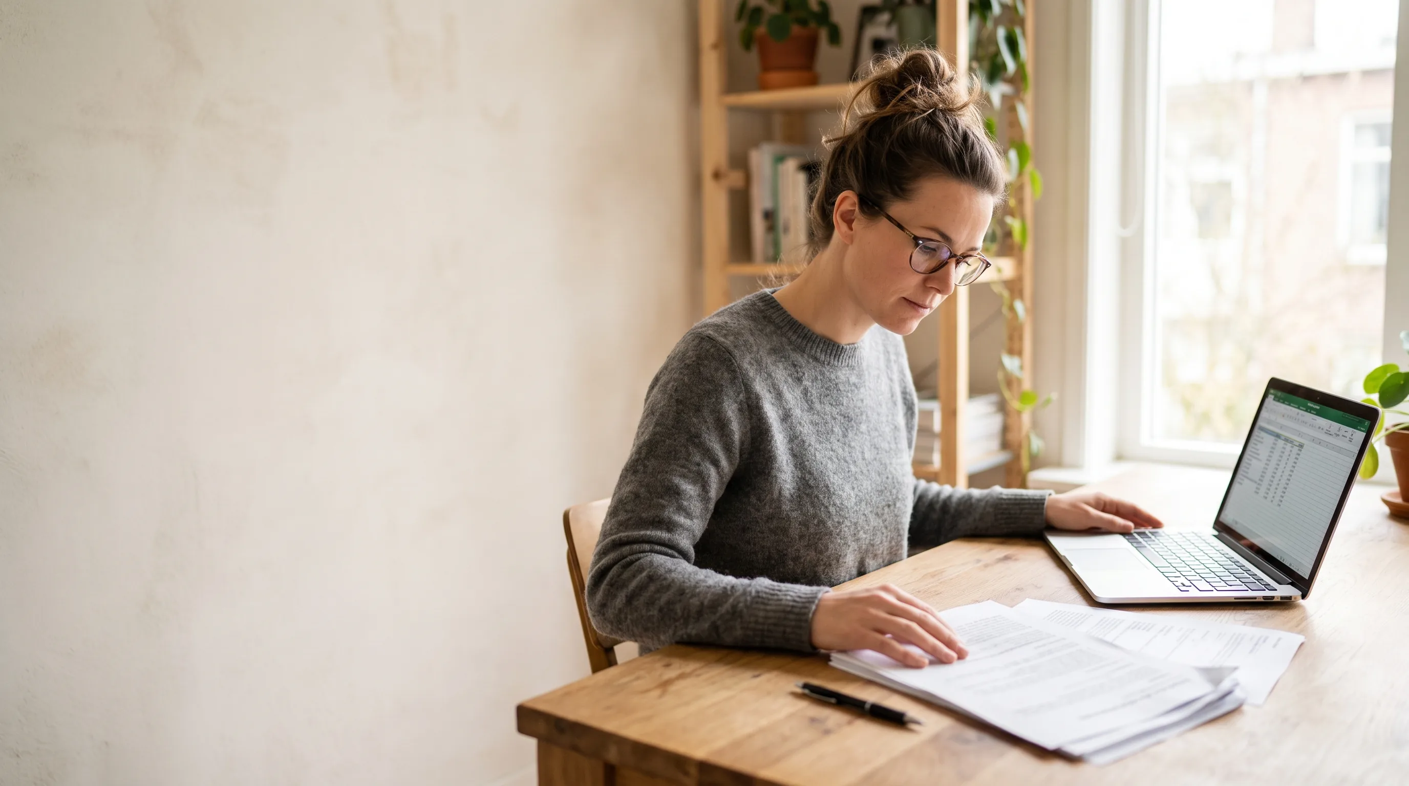 ZZP-opdracht checklist - freelancer controleert een opdrachtbevestiging naast een geopende laptop